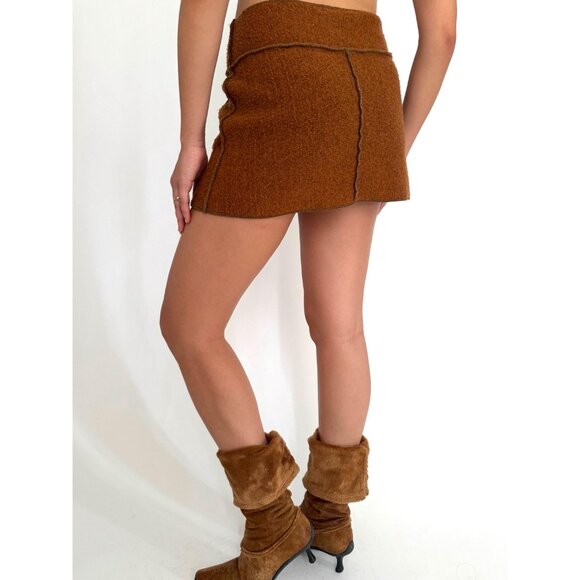 y2k vintage Beebop & Wally brown green boho fairy grunge felted short mini skirt - Picture 3 of 7